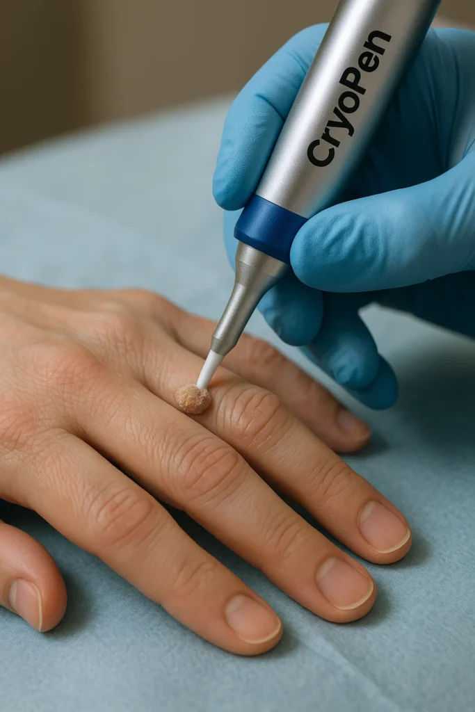 example of cryopen wart removal Golders Green treatment on a persons finger