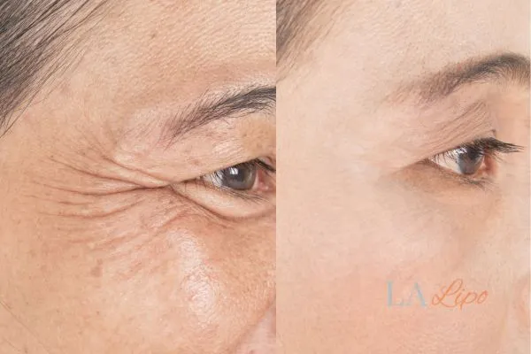 Before and after results of woman - HI-fu wrinkles reduction treatment Golders Green