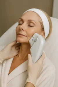Woman receiving HIFU non surgical facelift treatment Golders Green