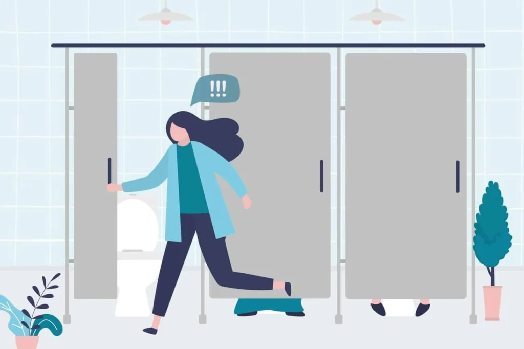 graphic of Urine incontinence Golders Green woman running to the toilet.